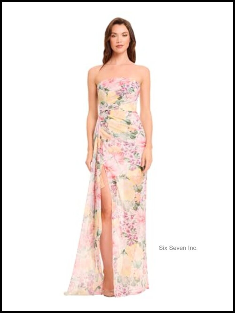 Floral Metallic Maxi Dress A-Line Formal with Boning